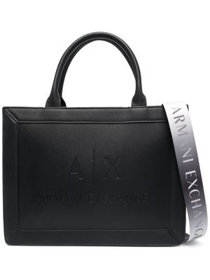 Armani Exchange logo-debossed tote bag - Black