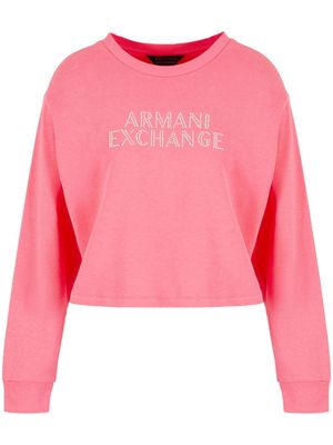Armani Exchange logo-embellished cotton sweatshirt - Pink