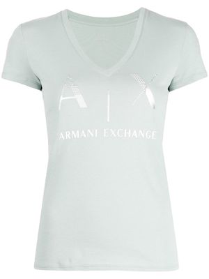 Armani Exchange logo-embellished v-neck T-shirt - Green