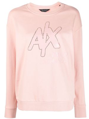 Armani Exchange logo-embellishment cotton sweatshirt - Pink
