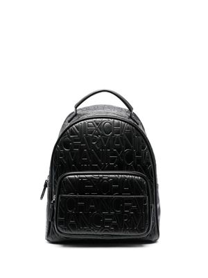 Armani Exchange logo-embossed faux-leather backpack - Black