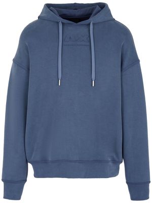 Armani Exchange logo-embossed hoodie - Blue