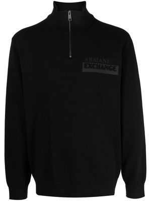 Armani Exchange logo-embossed knitted pullover - Black