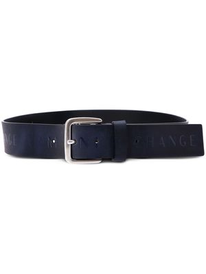 Armani Exchange logo-embossed leather belt - Blue