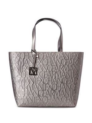Armani Exchange logo-embossed metallic tote bag - Silver