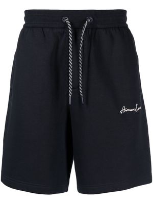 Armani Exchange logo-embroidered drawstring track shorts - Blue
