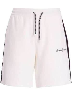 Armani Exchange logo-embroidered drawstring track shorts - White