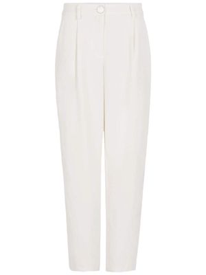 Armani Exchange logo-embroidered tapered trousers - White