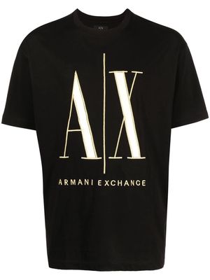 Armani Exchange logo-embroidery cotton T-shirt - Black