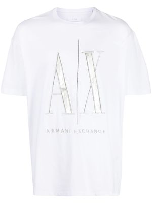 Armani Exchange logo-embroidery cotton T-shirt - White