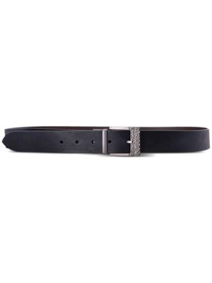Armani Exchange logo-engraved buckle leather belt - Brown