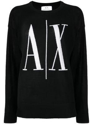 Armani Exchange logo intarsia-knit jumper - Black