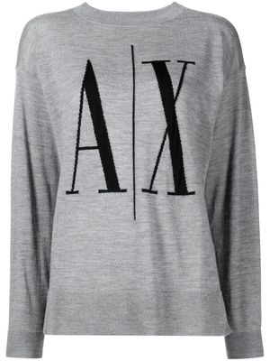 Armani Exchange logo intarsia-knit jumper - Grey