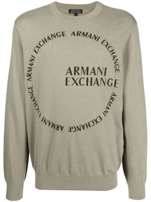 Armani Exchange logo intarsia-knit pullover - Green