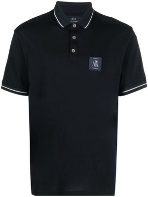 Armani Exchange logo-patch contrasting-trim polo shirt - Blue