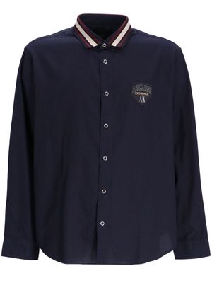 Armani Exchange logo-patch cotton-blend shirt - Blue