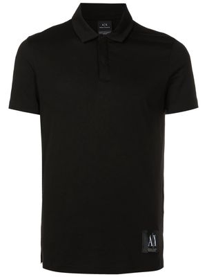 Armani Exchange logo-patch cotton polo shirt - Black