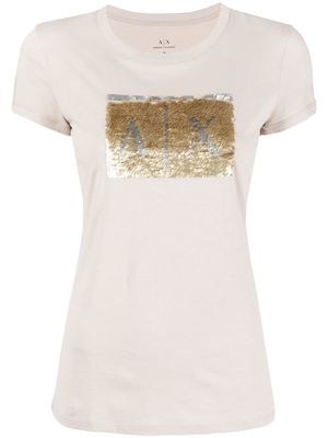Armani Exchange logo-patch cotton T-shirt - Brown