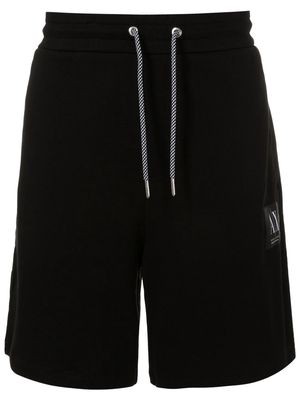 Armani Exchange logo-patch cotton track shorts - Black