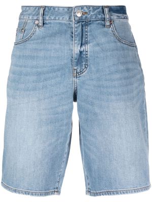 Armani Exchange logo-patch denim shorts - Blue