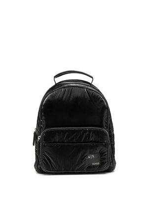 Armani Exchange logo-patch detail backpack - Black