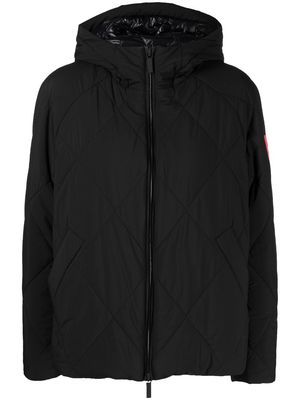 Armani Exchange logo-patch diamond-quilted hooded jacket - Black