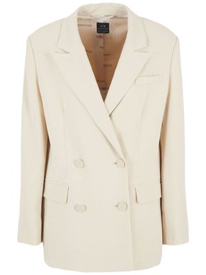 Armani Exchange logo-patch double-breasted blazer - Neutrals