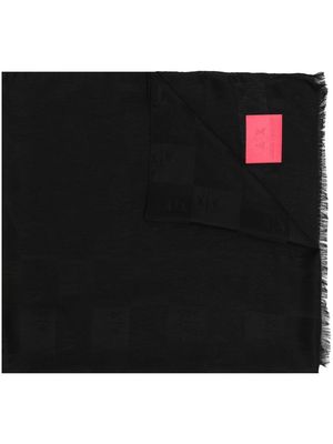 Armani Exchange logo-patch frayed-edge scarf - Black