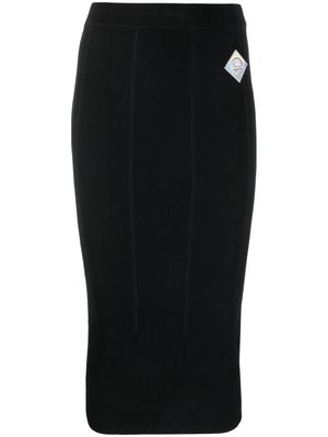 Armani Exchange logo-patch knitted pencil skirt - Black