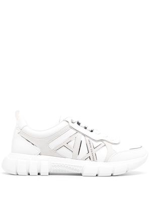 Armani Exchange logo-patch lace-up sneakers - White