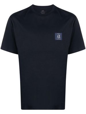 Armani Exchange logo-patch short-sleeve cotton T-shirt - Blue