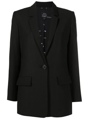 Armani Exchange logo-patch single-breasted blazer - Black