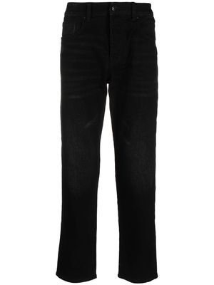 Armani Exchange logo-patch tapered-leg jeans - Black