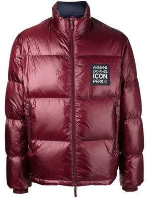Armani Exchange logo-patch zip-up jacket - Red