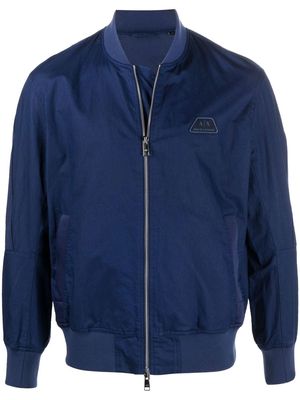 Armani Exchange logo-patch zip-up track jacket - Blue