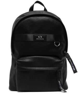 Armani Exchange logo-patch zipped backpack - Black