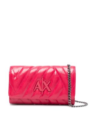 Armani Exchange logo-plaque quilted crossbody bag - Pink