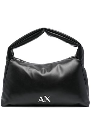 Armani Exchange logo-plaque smooth-grain tote bag - Black