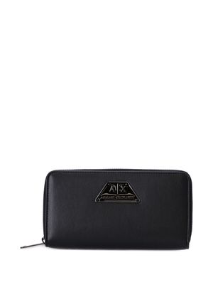 Armani Exchange logo-plaque zip-fastening wallet - Black