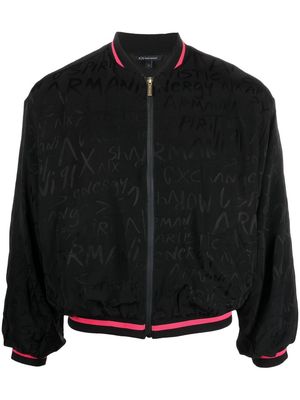 Armani Exchange logo-print bomber jacket - Black