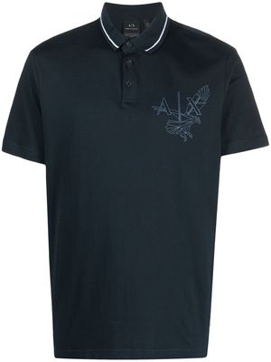 Armani Exchange logo-print contrasting-trim polo shirt - Blue