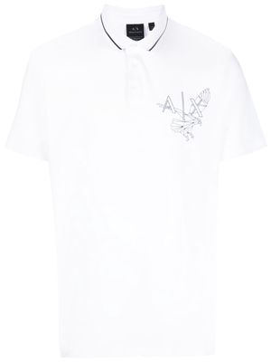 Armani Exchange logo-print contrasting-trim polo shirt - White