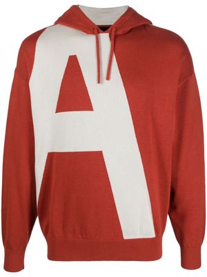 Armani Exchange logo-print cotton hoodie - Neutrals