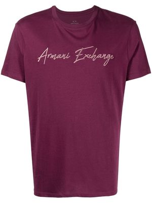 Armani Exchange logo-print cotton T-shirt - Purple