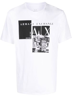 Armani Exchange logo-print crew-neck T-shirt - White