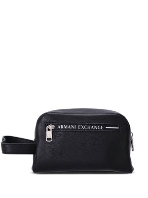 Armani Exchange logo-print detail wash bag - Black