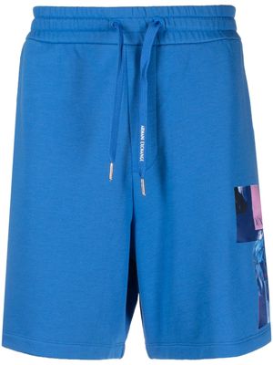 Armani Exchange logo-print drawstring shorts - Blue