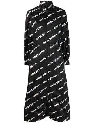 Armani Exchange logo-print drawstring-waist raincoat - Black