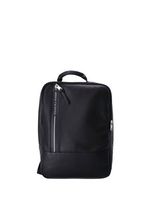 Armani Exchange logo-print grained-texture backpack - Black