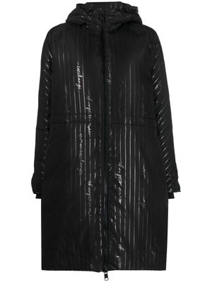 Armani Exchange logo-print hooded coat - Black
